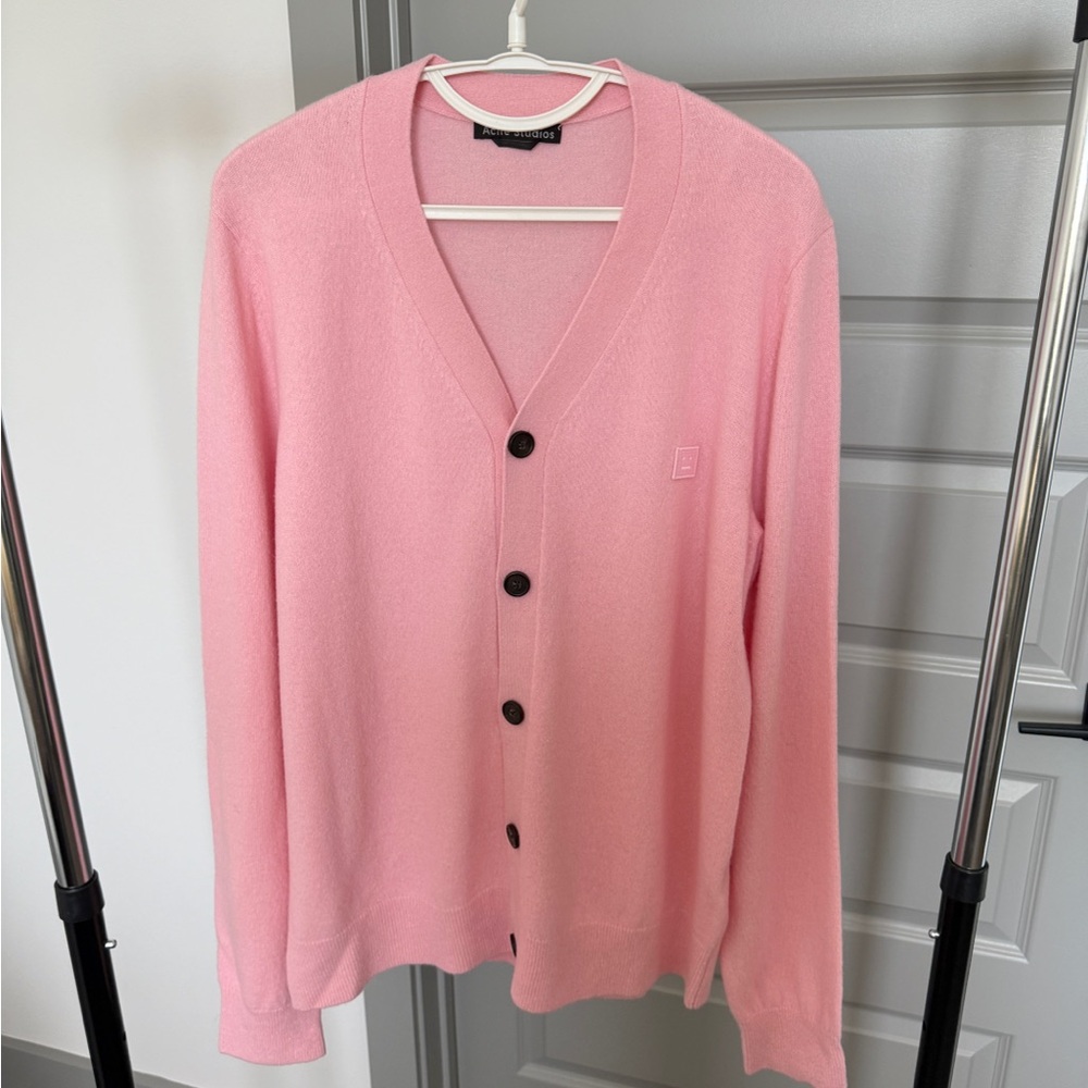 Acne Studios Pink Button-Up Wool Cardigan